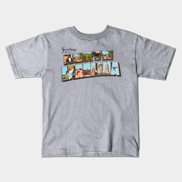 Greetings from North Carolina Kids T-Shirt by reapolo